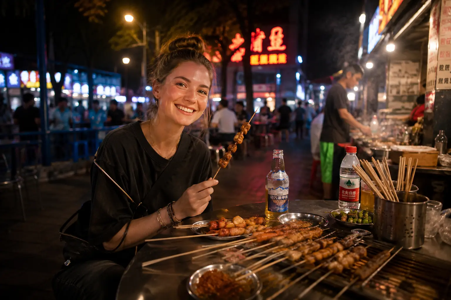 Street barbecue at night in Changsha, China